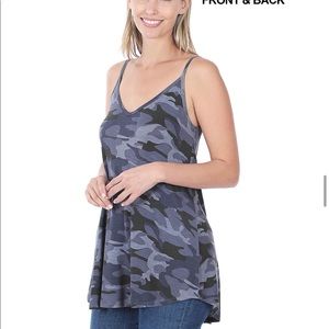 Zenana Premium Boutique Brand Navy Camouflage Tank Size Small NWOT